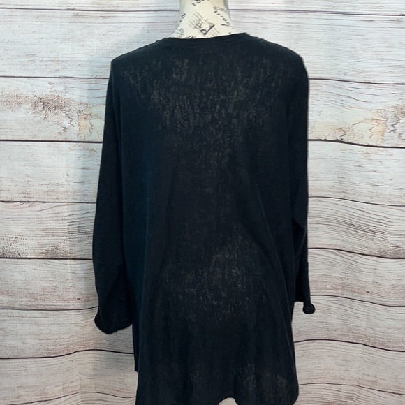 Eileen Fisher Slub Cardigan System Organic Linen Cotton Size Medium Black - Picture 5 of 9